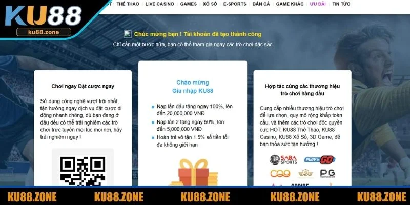 Đăng ký tài khoản KU88 được hưởng vô vàn đặc quyền