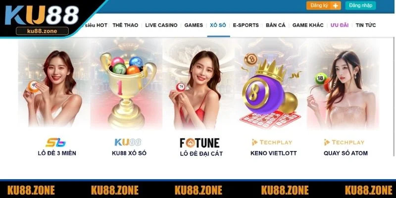 Sảnh xổ số KU88 mang đến nhiều siêu phẩm cá cược
